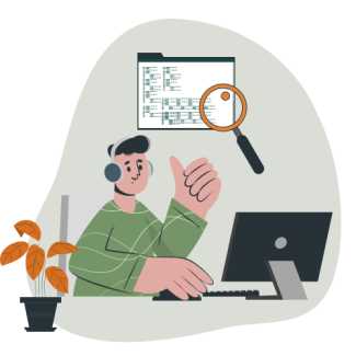 Illustration of a person reviewing a rental dispute cases or application